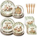 Kinovo woodland baby shower plates (9-inch) two designs for sturdy dining