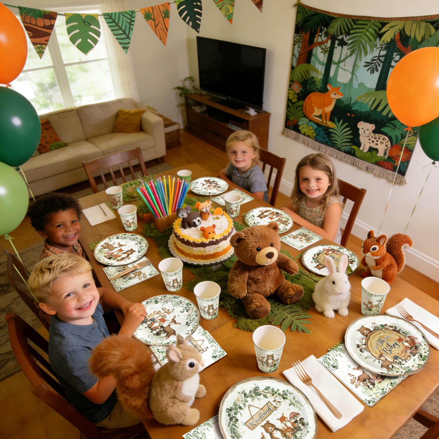 Kinovo woodland baby shower table decor ideas for a cohesive look