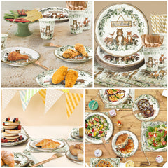 Kinovo woodland design close-up highlights forest animals and rustic charm.