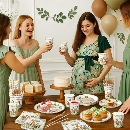 Kinovo woodland dessert plates showcase two designs for delightful dessert service.