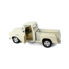 KiNSMART 1955 Chevrolet Stepside grille detail; enhances authentic retro charm for shelves.