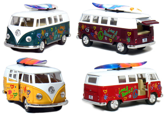 KiNSMART 1962 VW Bus with side doors open for interactive display
