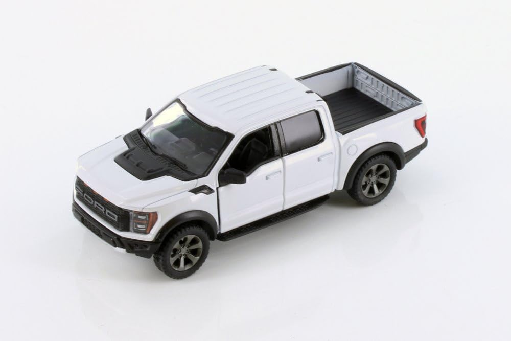 KiNSMART Ford F-150 Raptor 5-inch model with front doors open for display and play