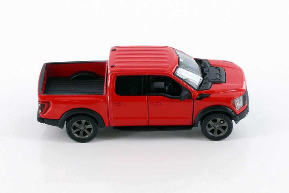 KiNSMART Ford F-150 Raptor 5-inch red die-cast model with pullback action.