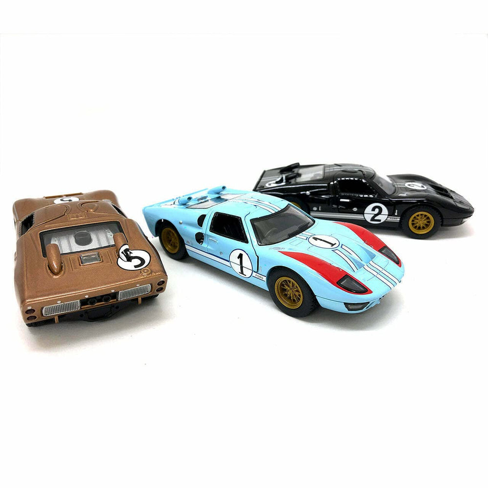 KiNSMART GT40 MKII Heritage blue with open doors, ideal for display