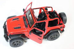 KiNSMART Jeep Wrangler Rubicon 1:34 scale exterior finish in red and black trim