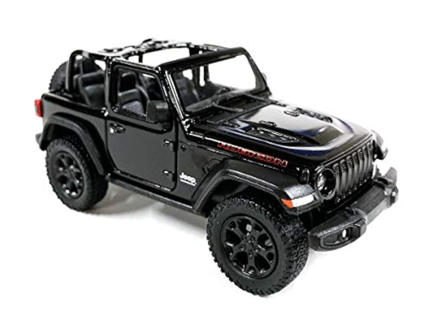 KiNSMART Jeep Wrangler Rubicon front grille detail enhances display realism.
