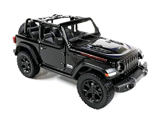 KiNSMART Jeep Wrangler Rubicon front grille detail enhances display realism.