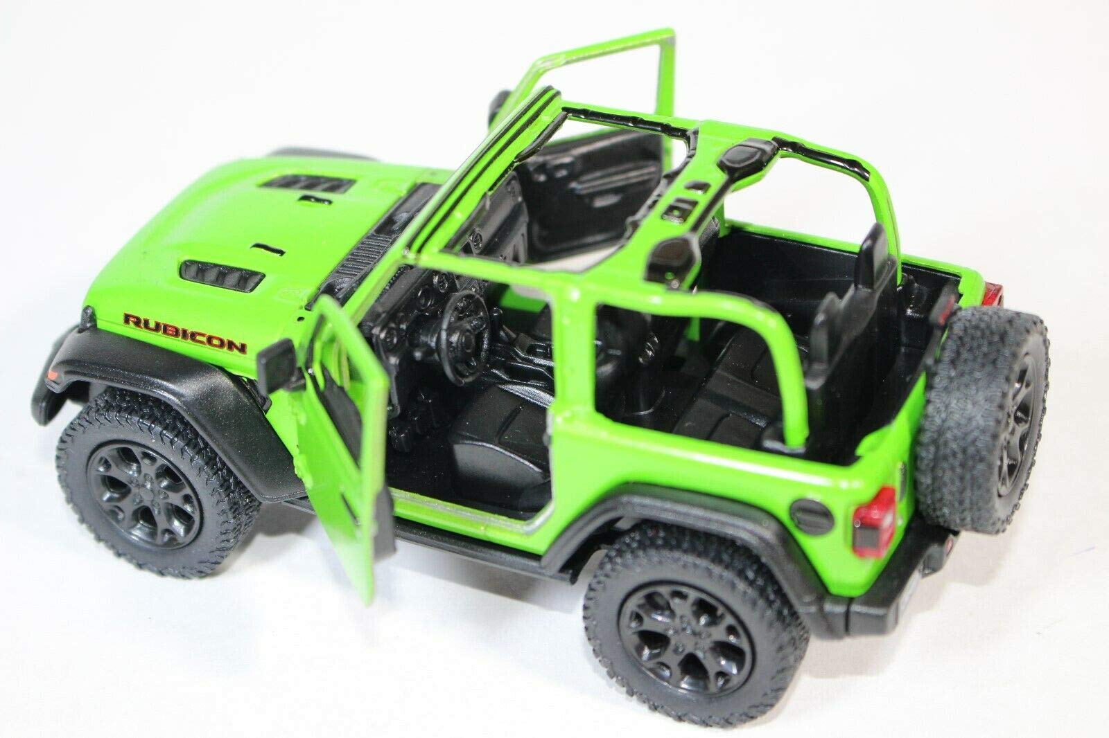 KiNSMART Jeep Wrangler Rubicon green exterior highlights vibrant display