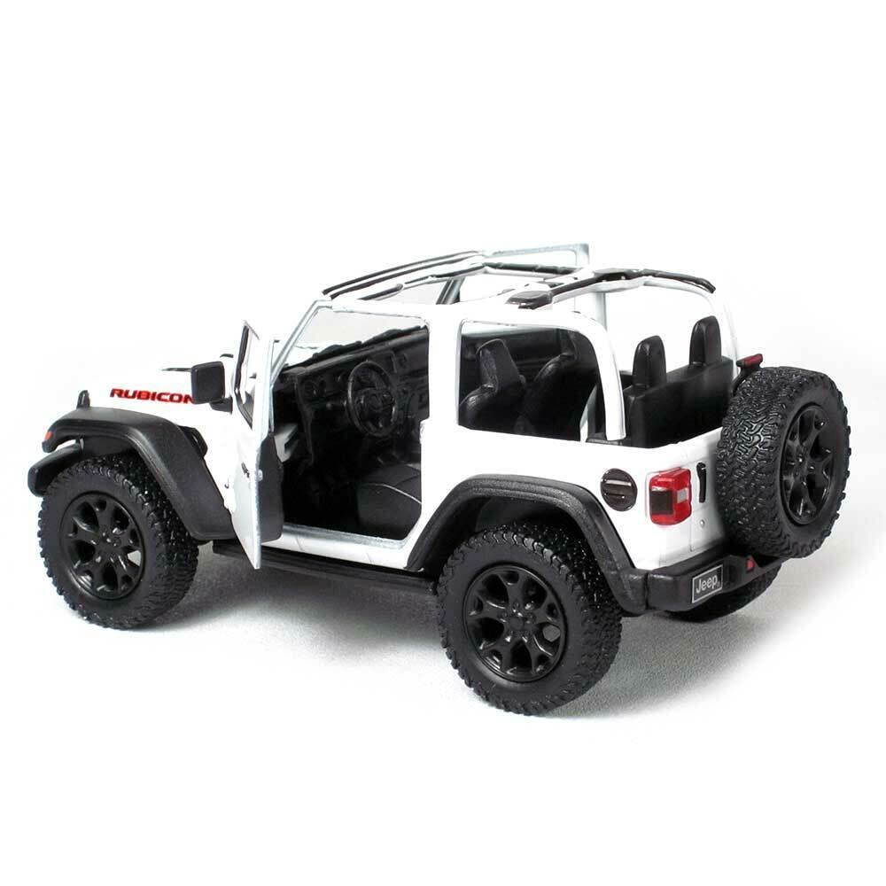 KiNSMART Jeep Wrangler Rubicon 1:34 off-road tires highlight rugged realism.