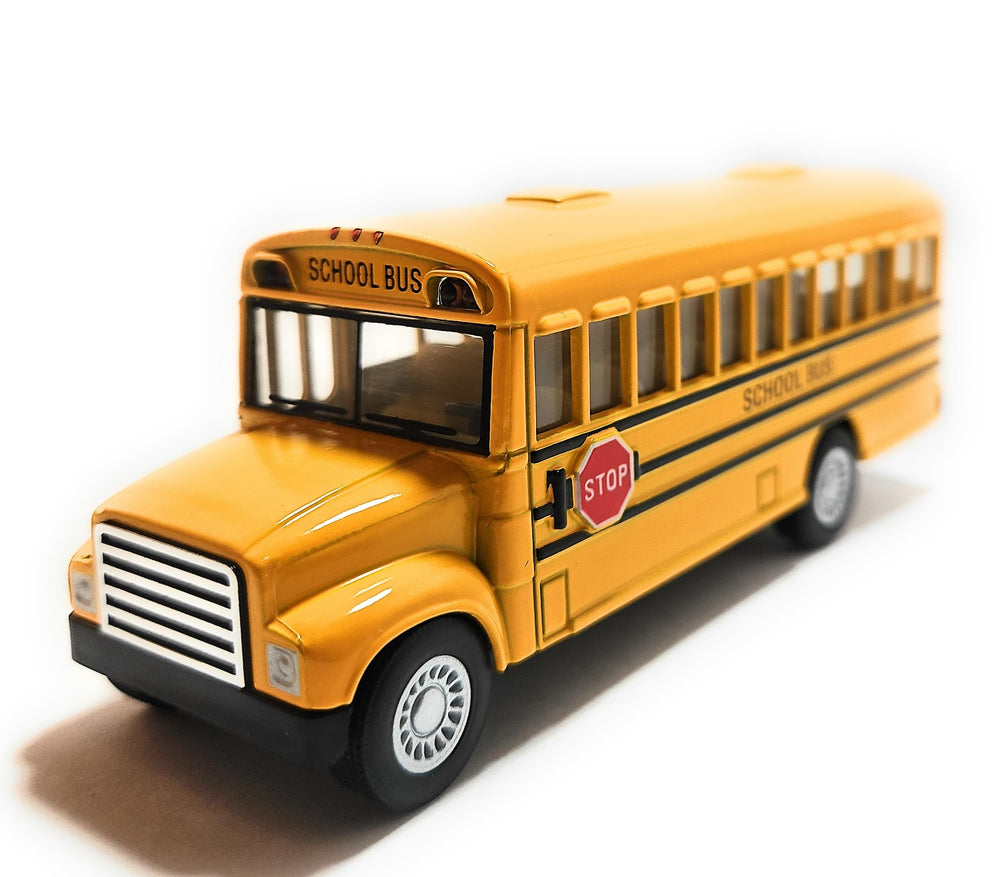 KiNSMART KiNSFUN yellow school bus 5-inch die-cast model, durable for play.
