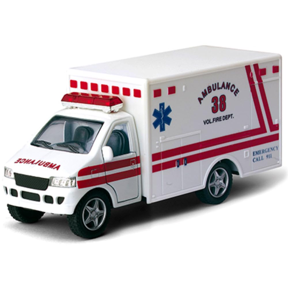 KiNSMART Rescue Ambulance front view inspires imaginative rescue play and storytelling.