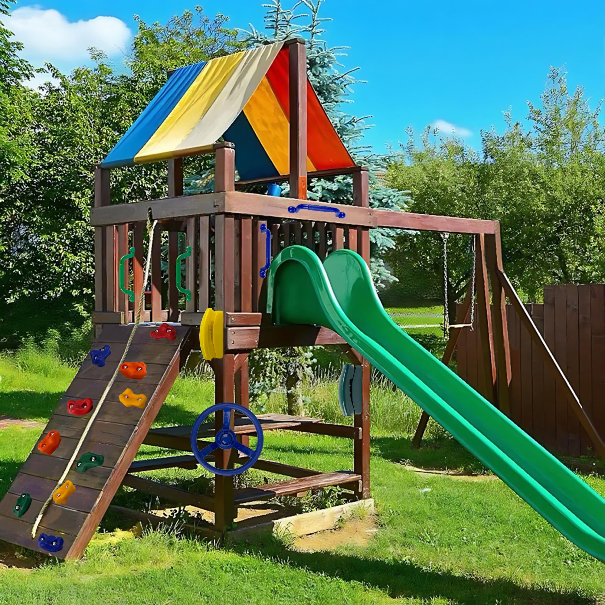 KINSPORY weather-resistant wooden playset components suit outdoor use