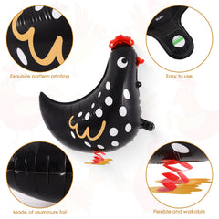 KINYFY black walking chicken balloon side view, adds whimsy to outdoor parties