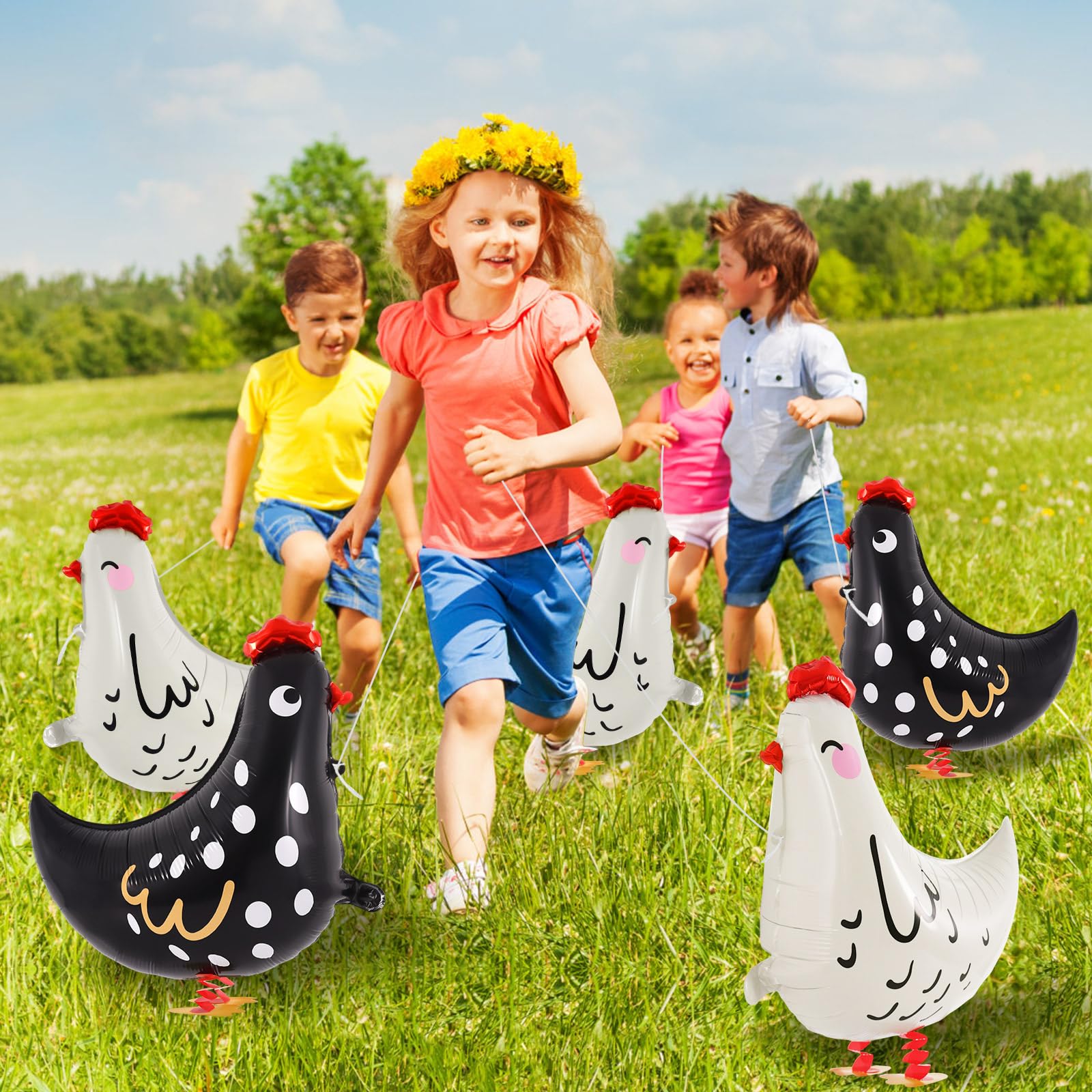KINYFY white walking chicken balloon full setup for decor ideas