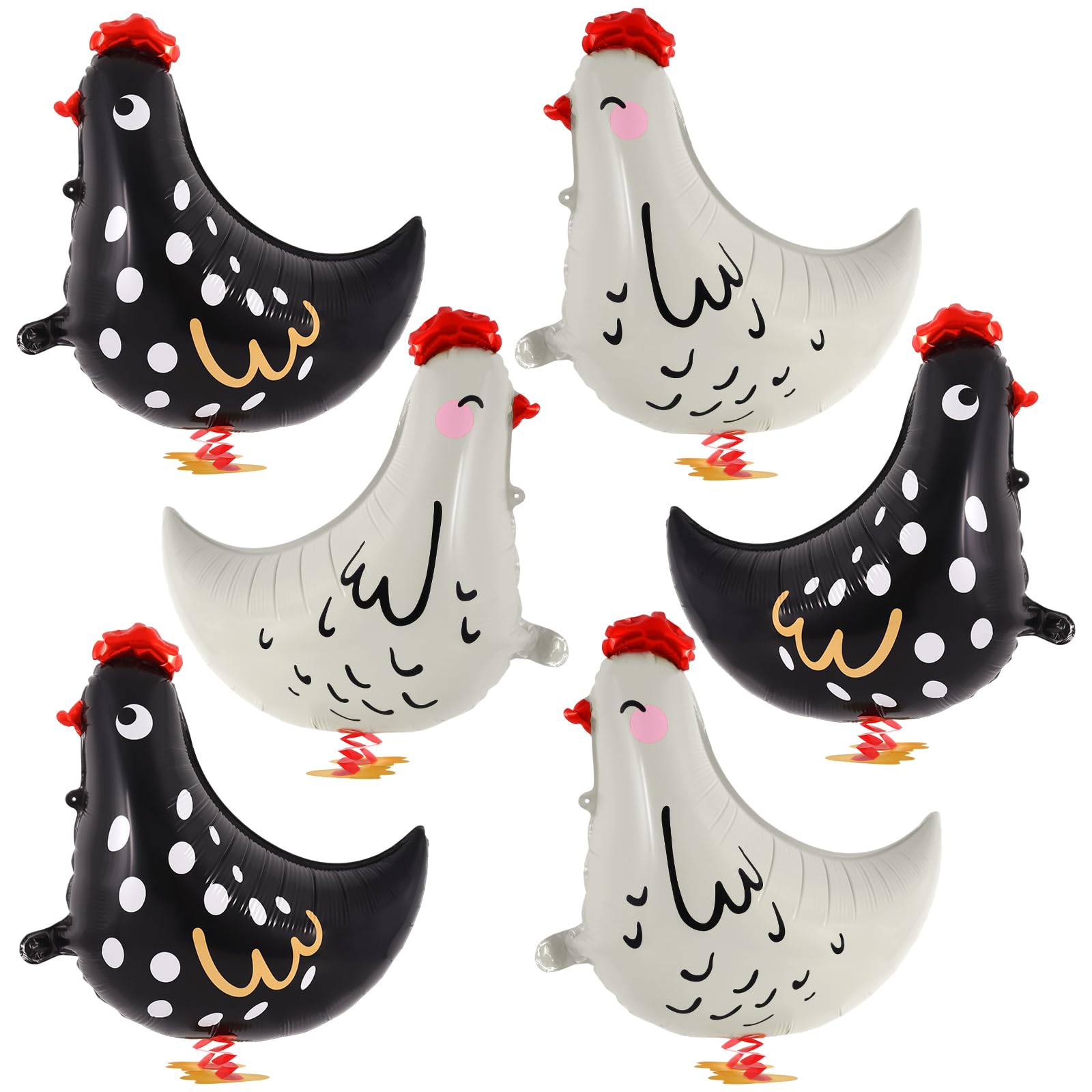 KINYFY white walking chicken balloon front view, ideal for festive photo backdrops