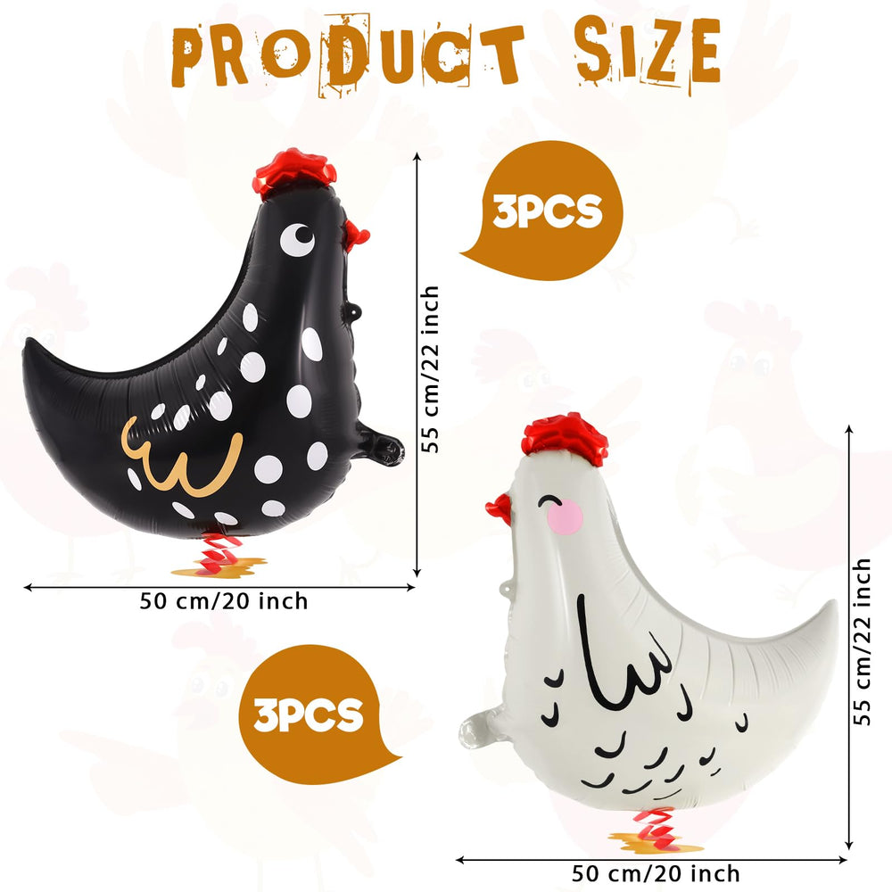 KINYFY white walking chicken balloon side view, perfect as a playful centerpiece