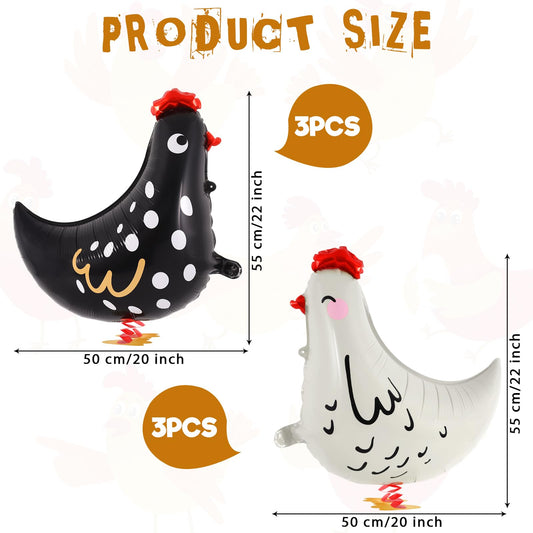 KINYFY white walking chicken balloon side view, perfect as a playful centerpiece