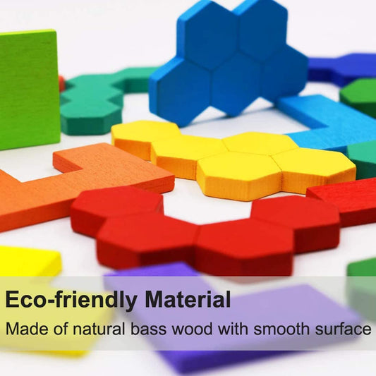Kiouposy hexagon puzzle 16pcs with colorful pieces ready to solve