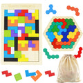 Kiouposy wooden Russian blocks puzzle 40pcs on table for cognitive challenge and family fun
