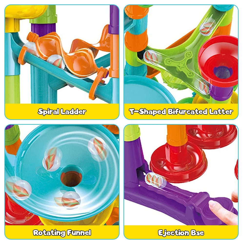 Kipawa Marble Run glass marbles add sensory sparkle and focus.