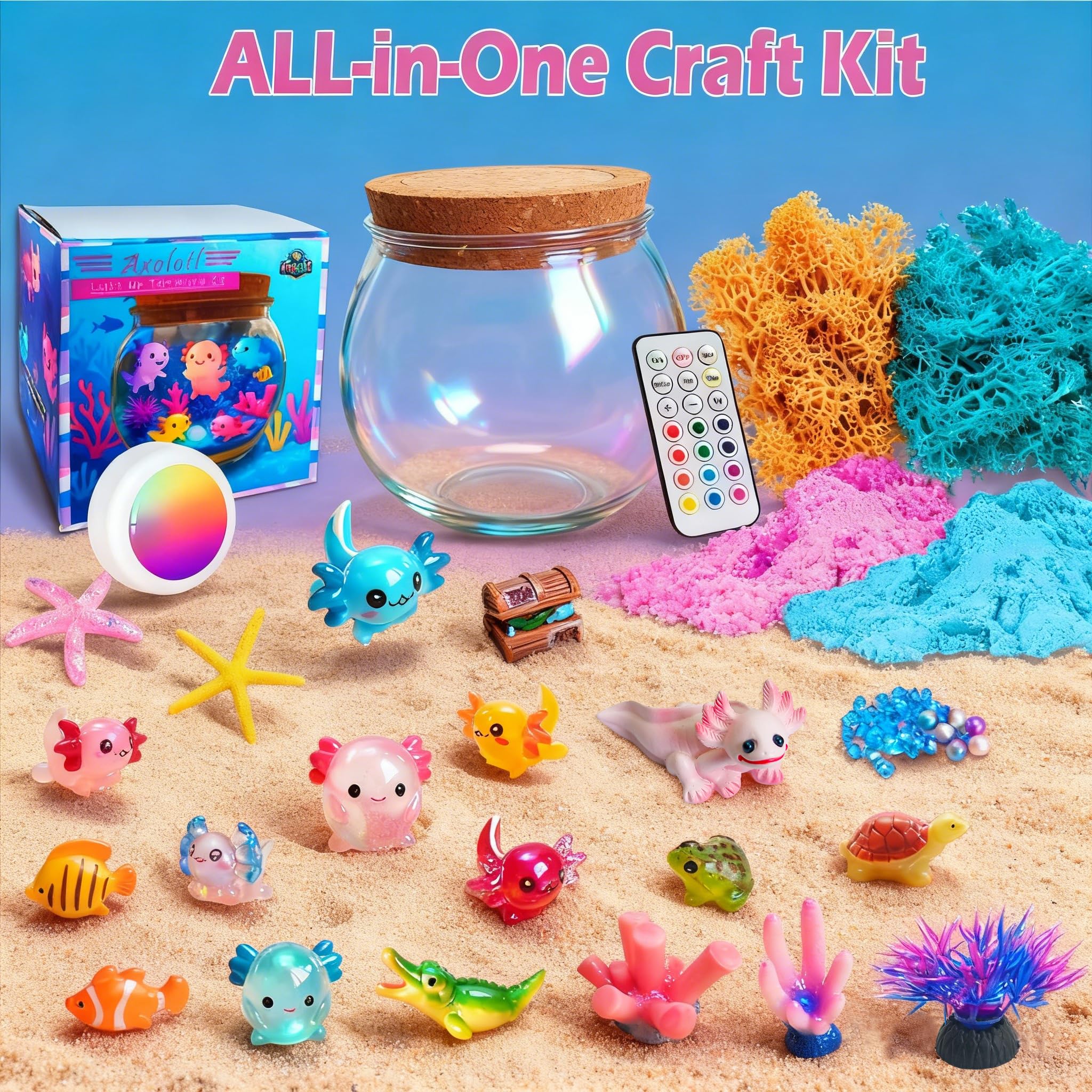 Kipwake Axolotl figures for imaginative terrarium play.