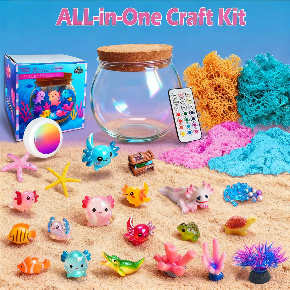 Kipwake Axolotl figures for imaginative terrarium play.