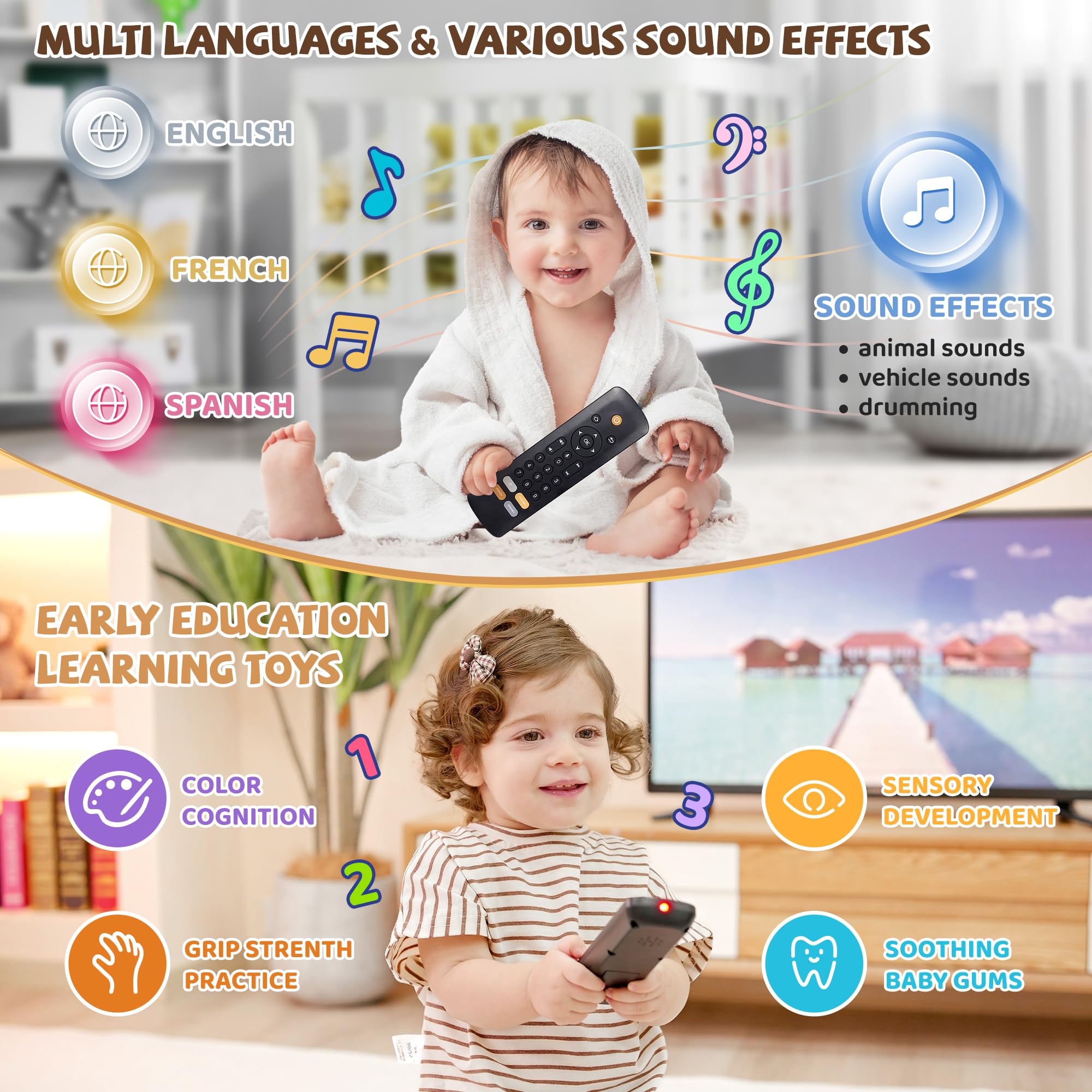 KIRALUMI baby tv remote toy child playing pretend to enhance imagination