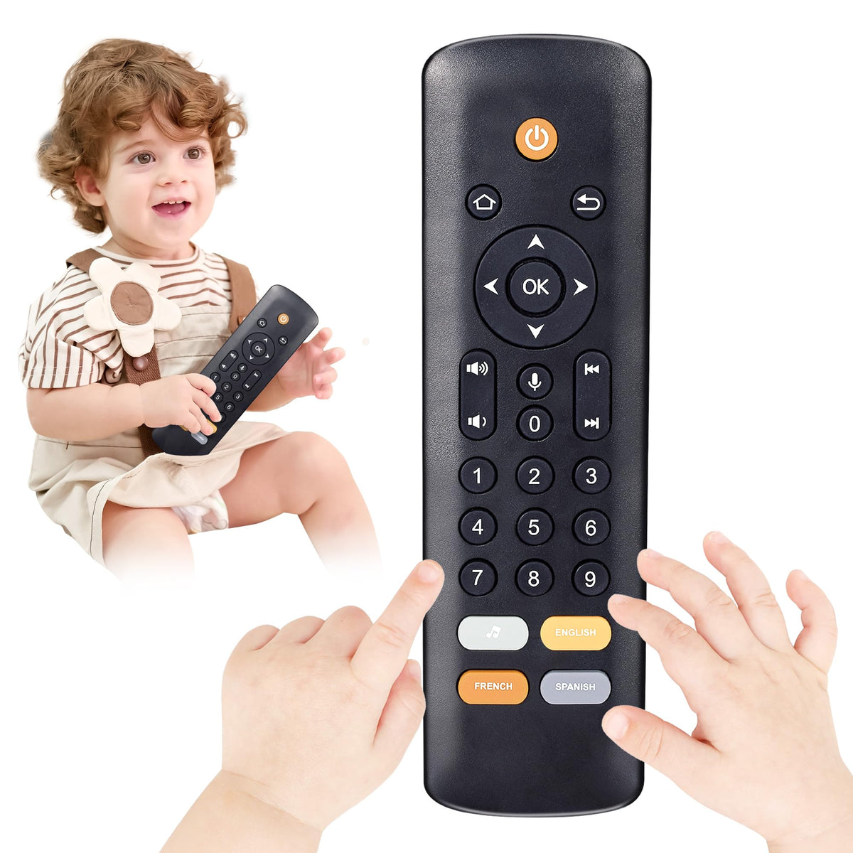 KIRALUMI baby tv remote toy front view with lights and sounds for early learning