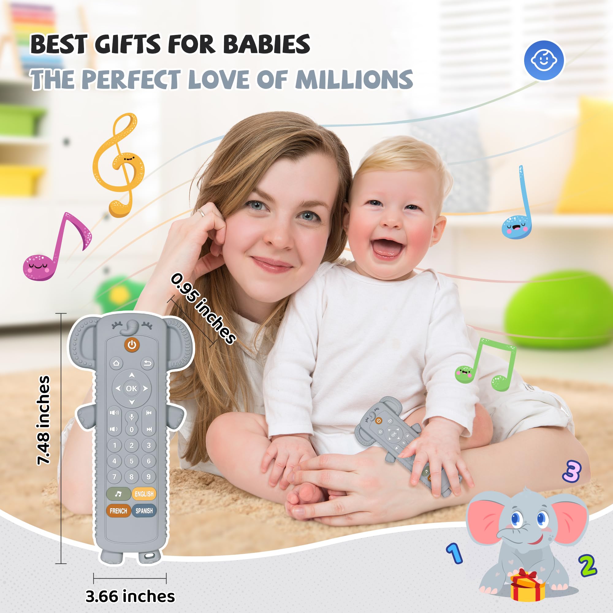KIRALUMI educational remote supports color, shape, and number exploration.