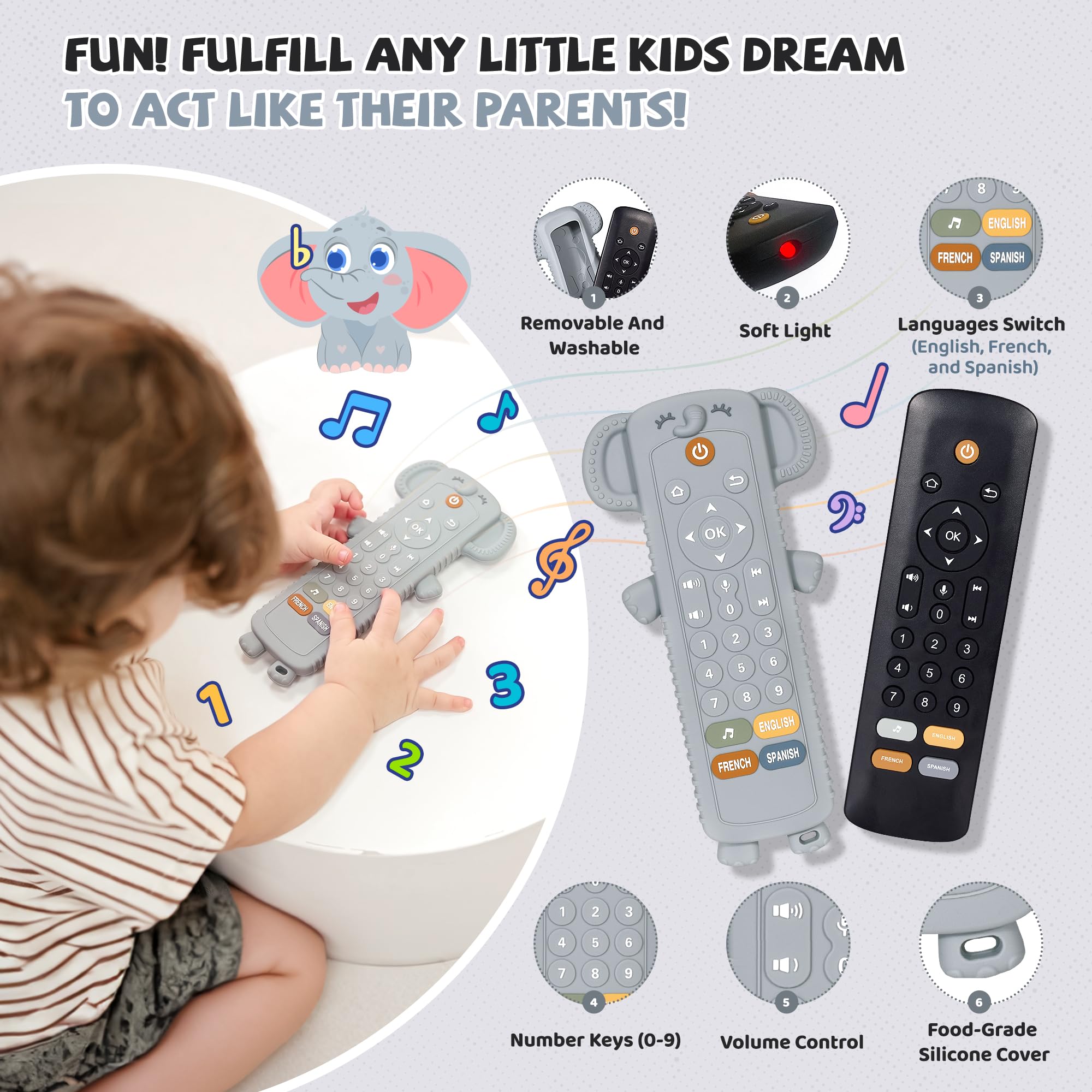 KIRALUMI remote buttons enable multisensory play and early number learning.