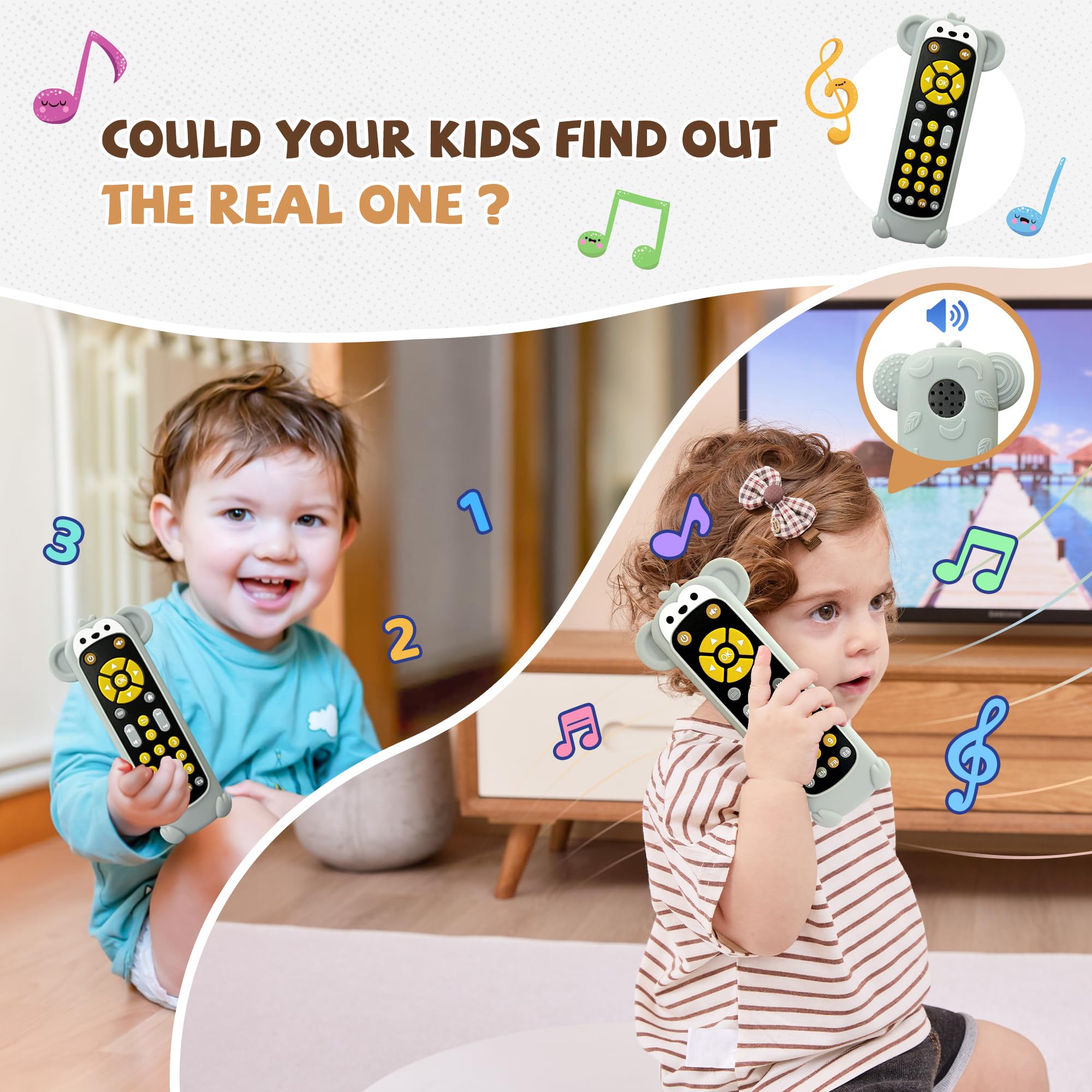 KIRALUMI silicone cover with monkey motif offers safe teething texture.
