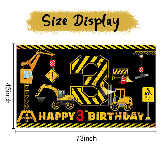 Kircirx 3rd birthday yellow black design enhances theme visibility.