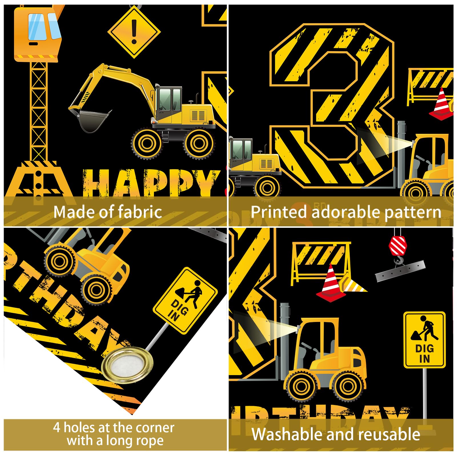 Kircirx polyester banner reusable for future excavator parties.
