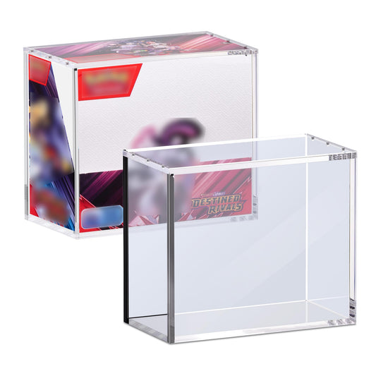 Kisbox PKMN booster box acrylic case showcases a clear display with protective clarity.