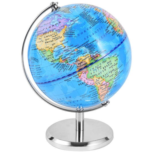 KISEER 6-inch world globe on a sturdy metal stand for desks and classrooms