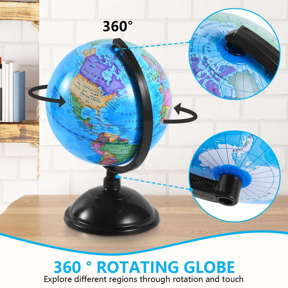 KISEER detailed world map highlights countries and oceans in vivid color.