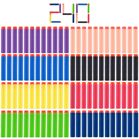 KISEER Nerf darts 240-pack in eight colors for safe, kid-friendly play.