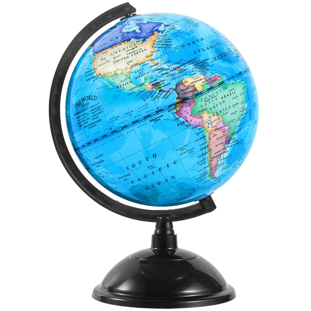 KISEER 8-inch blue world globe with stand designed for engaging geography exploration.