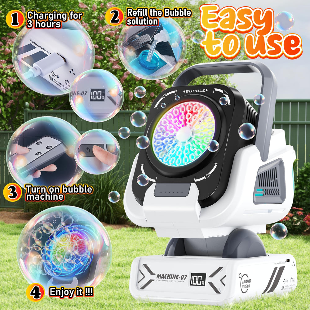 Kiskey bubble machine seven-color RGB lights create magical party ambiance