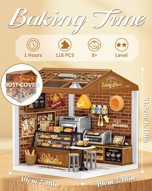 Kisoy DIY Miniature House Kit LED light creates warm ambience.