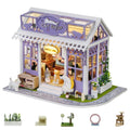 Kisoy DIY Miniature House Kit living room with LED light for cozy shelf display
