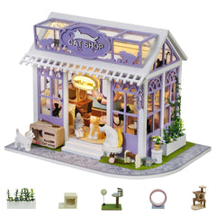 Kisoy DIY Miniature House Kit living room with LED light for cozy shelf display