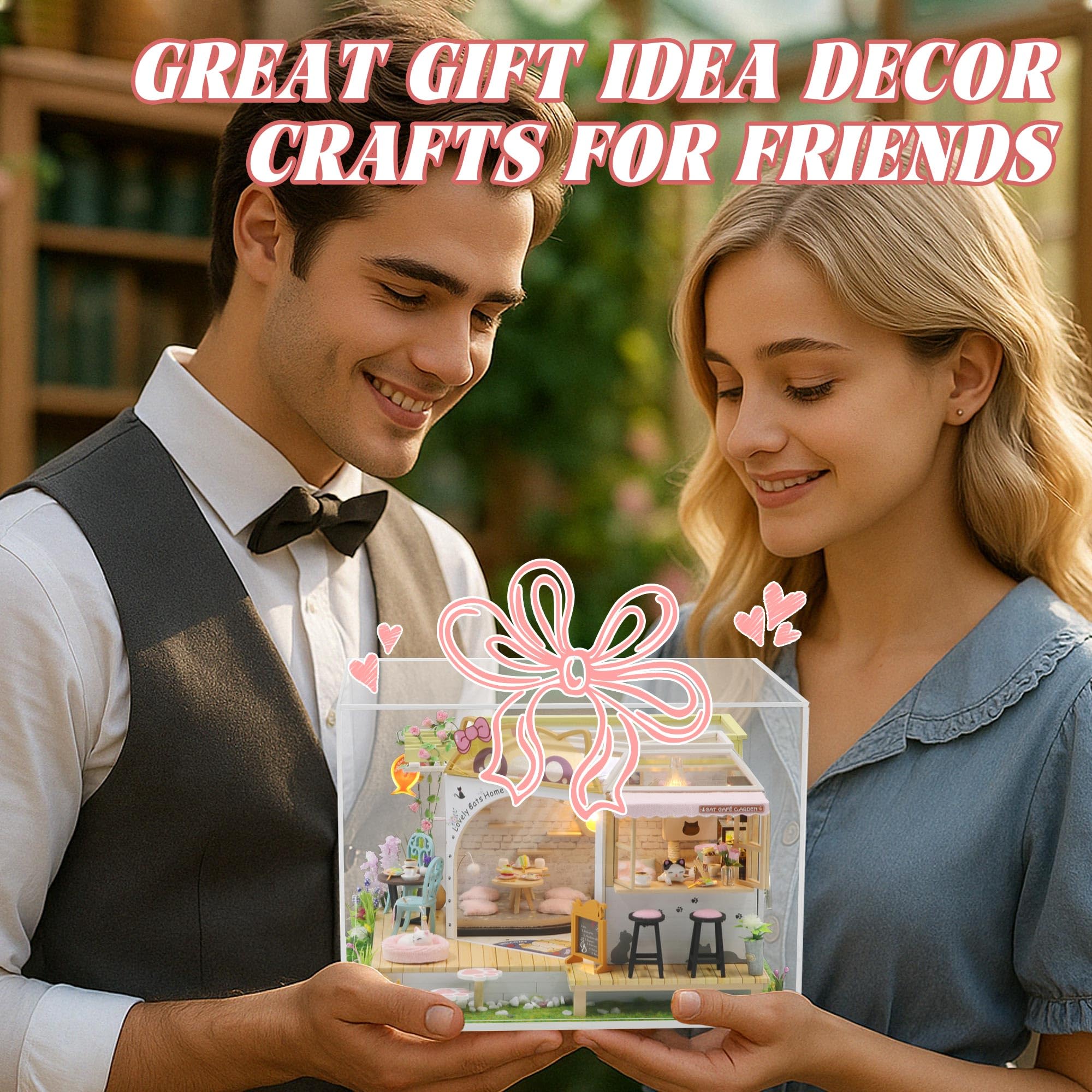Kisoy Dollhouse Kit plexiglass dust cover keeps the display dust-free.