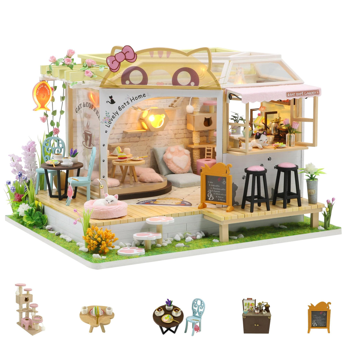 Kisoy Dollhouse Kit wood pieces for precise, immersive miniature building.