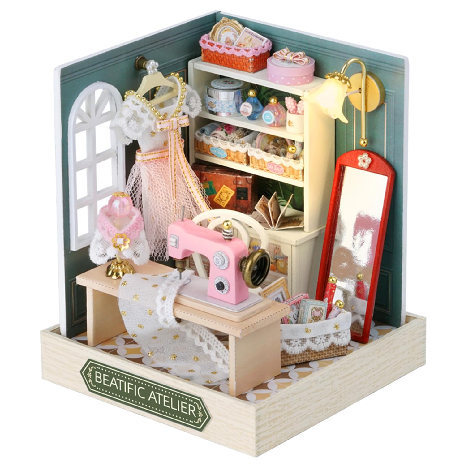 Kisoy Dollhouse Miniature front view, compact bookshelf decor and conversation starter.