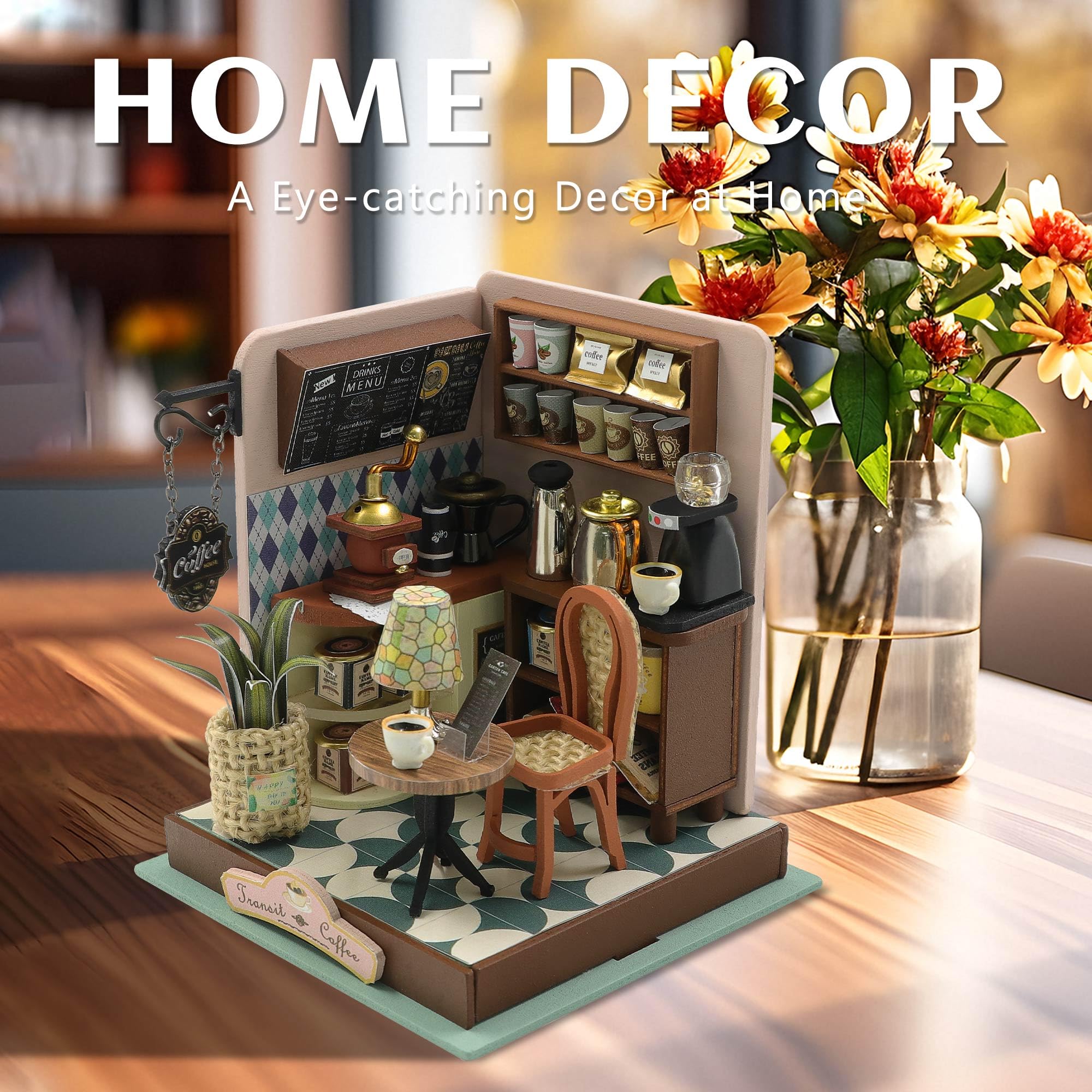 Kisoy miniature scene on shelf enhances your bookcase decor.