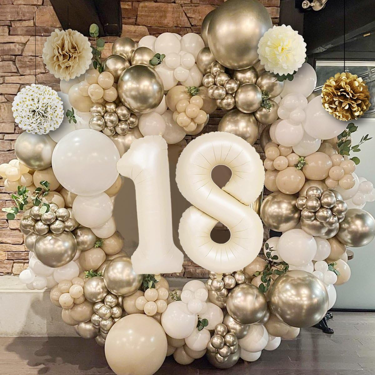 KISPATTI 18th-number balloon highlights the milestone with a bold numeral.