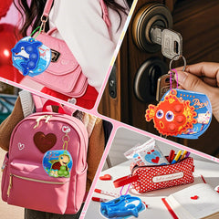 Kiss Monkey kids valentines card box, organized, gift-ready.