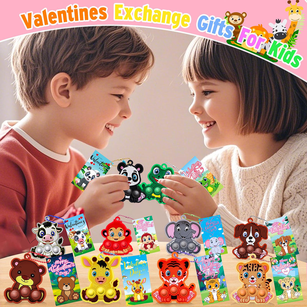 Kiss Monkey Valentine cards with seahorse design, bright colors for classroom exchanges.